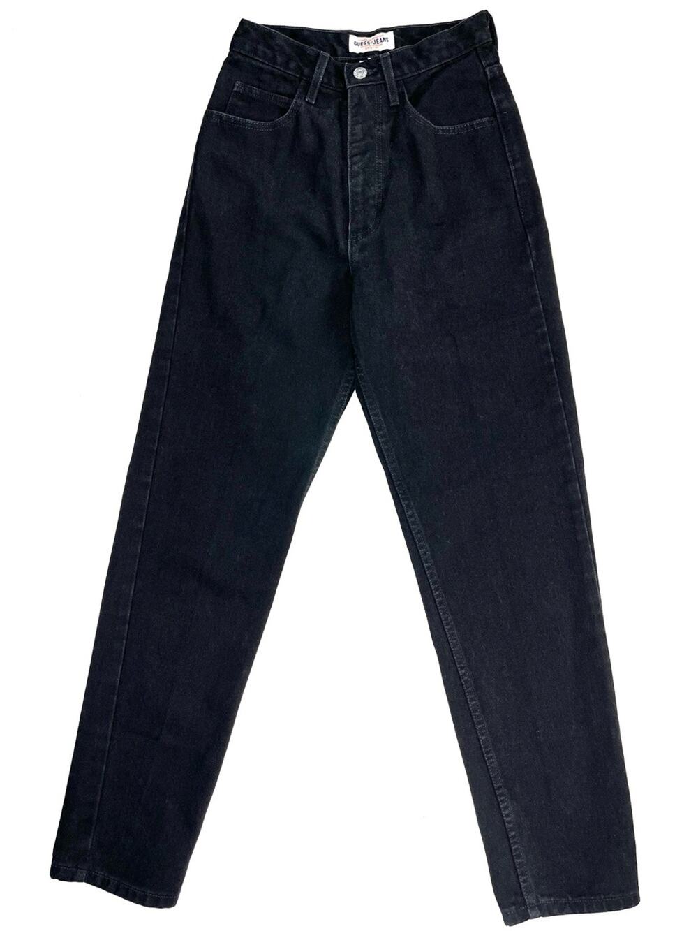 Vintage 80s 90s Guess High-Rise Black Jeans Waist 25 Sturdy 100% Cotton Denim
